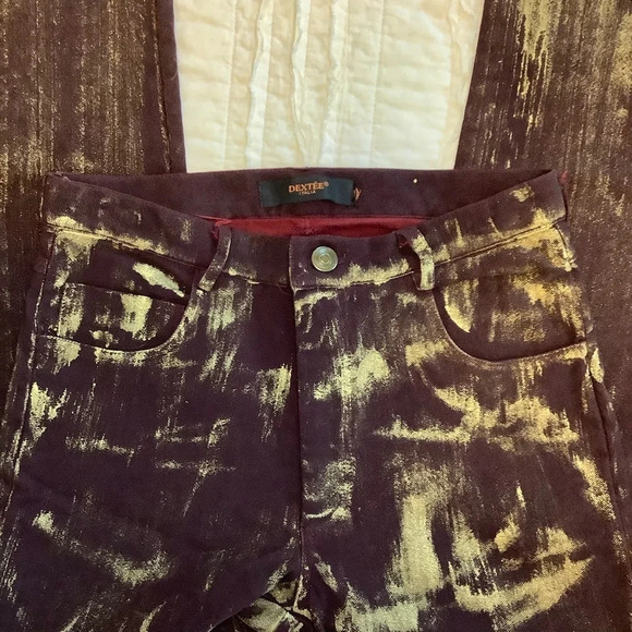 Dextee Brown & Gold 5 Pocket Jeans Sz-26 - Picture 5 of 6